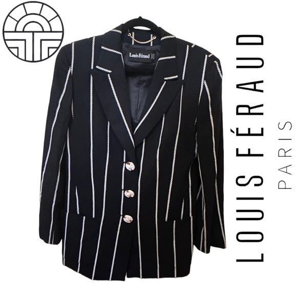 Elegant Classic Louis Feraud Dark Navy blue/Black Skirt/Blazer Suit Sz10 - Picture 2 of 8